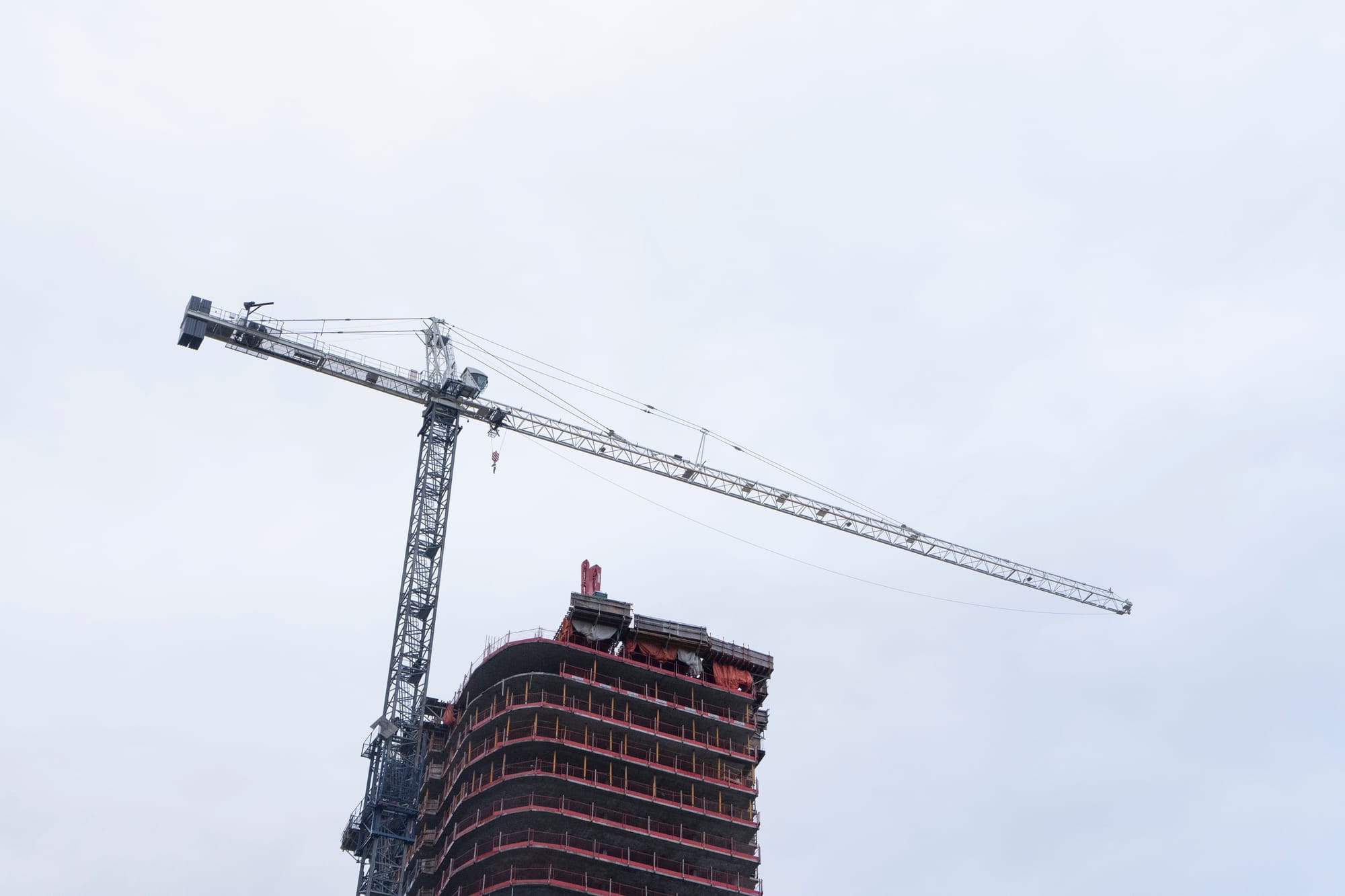 A tower crane at a construction site in Vancouver