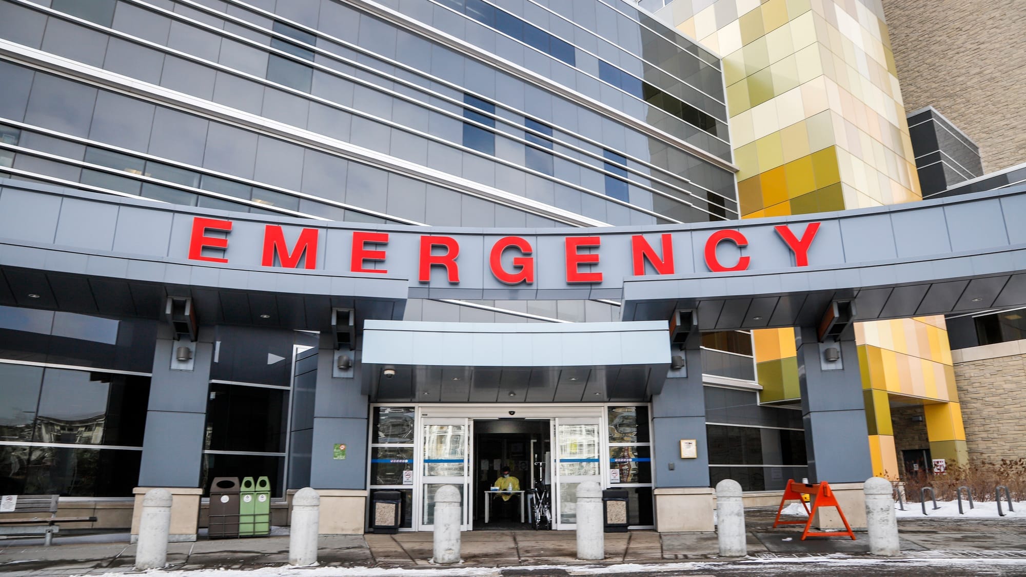 The outside of the emergency department at Calgary's South Health Campus adult acute care hospital. 