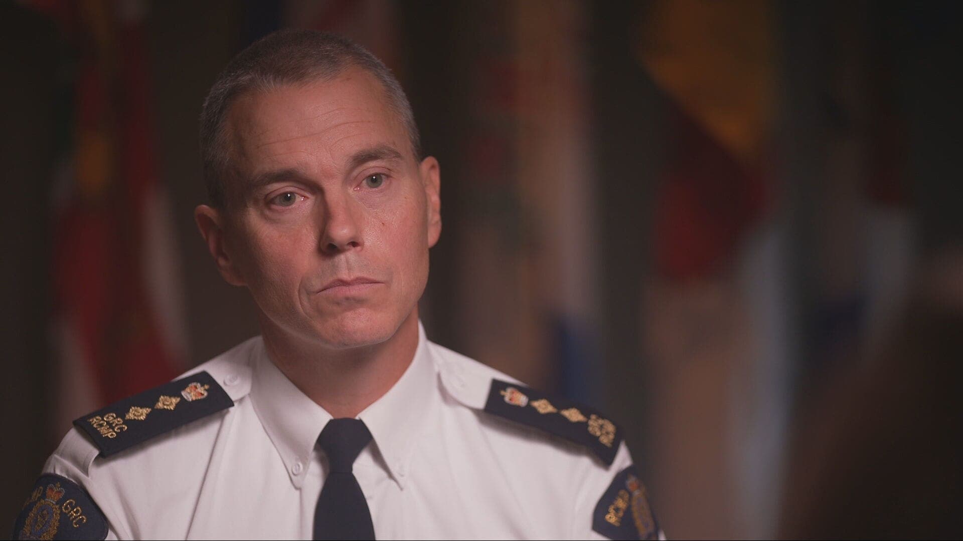 Mathieu Bertrand is pictured in a white and black RCMP uniform.