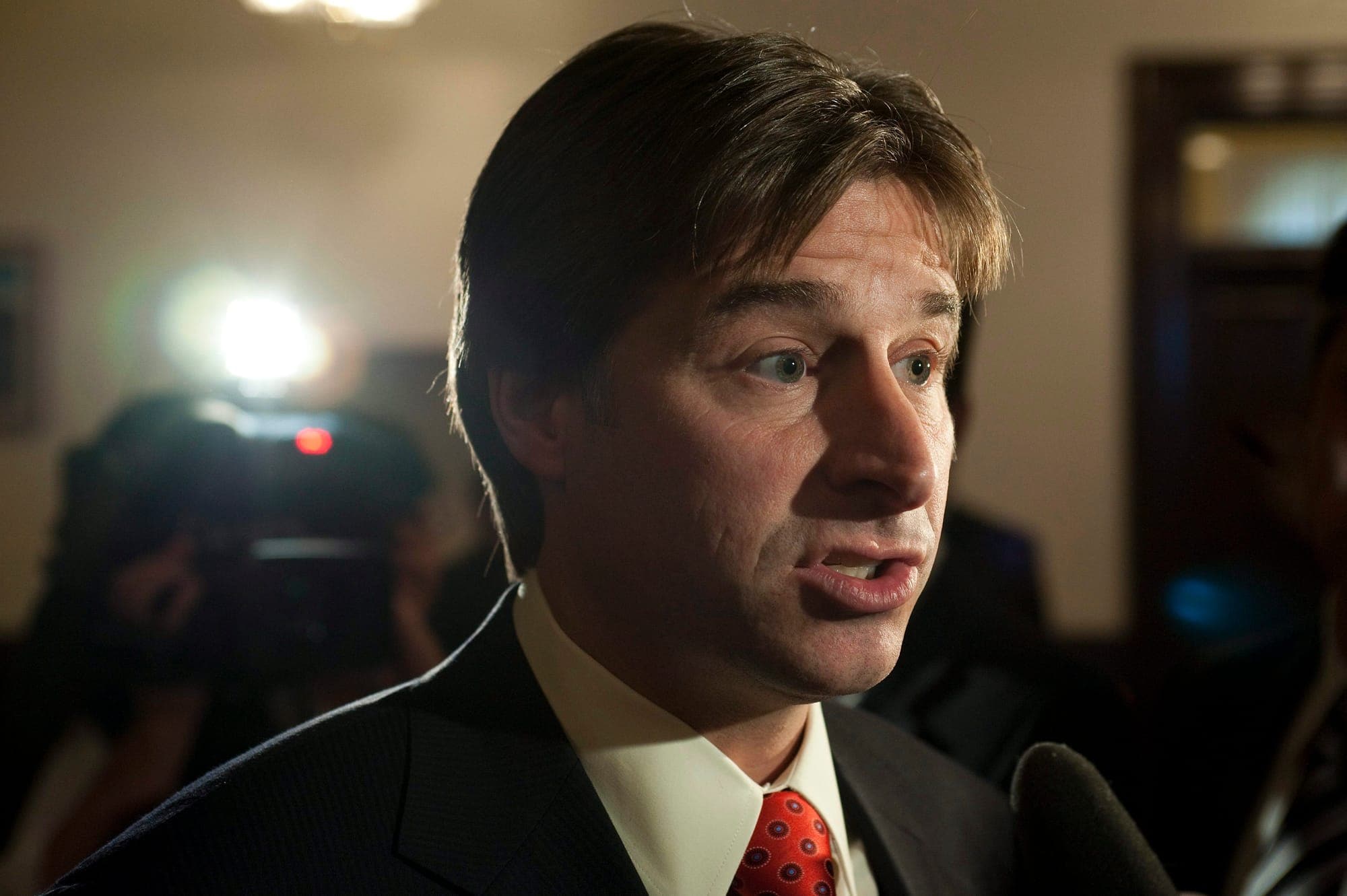 Former New Brunswick premier Shawn Graham speaks to reporters about his party's future after their caucus meetings on Tuesday, October 12, 2010.
