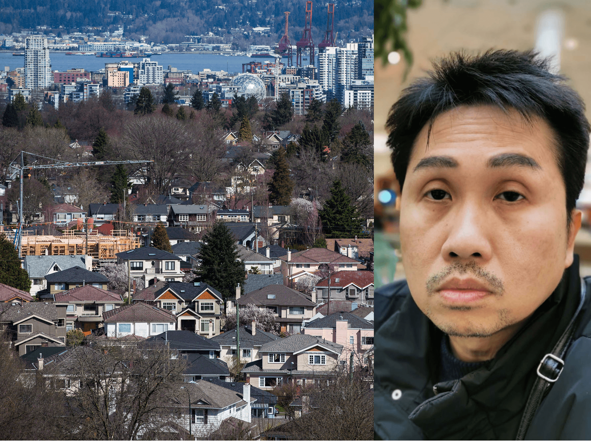 A composite image shows the Vancouver skyline on the left and a close-up of Hon Kit Chung's face on the right.