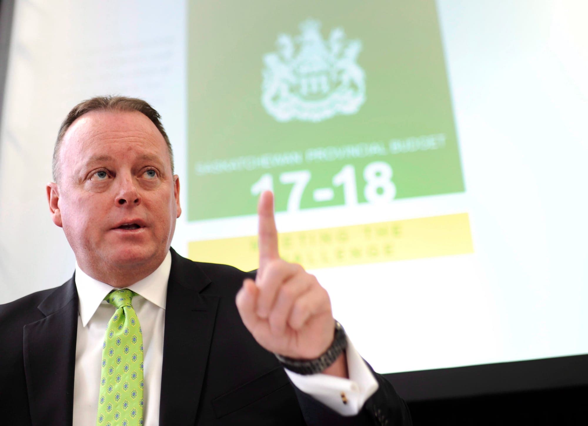 Saskatchewan's former finance minister Kevin Doherty discusses the 2017 provincial budget at the Legislative Building in 2017.