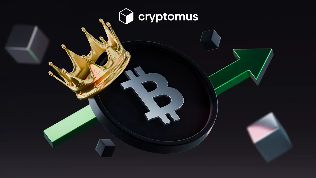A graphic showing a crown over a bitcoin symbol.