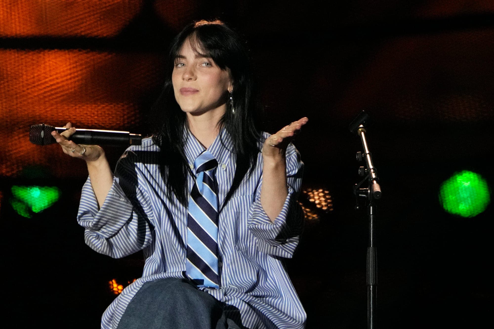 Billie Eilish performs during the Power Our Planet concert on the sideline of the Climate Finance conference in Paris in June 2023.