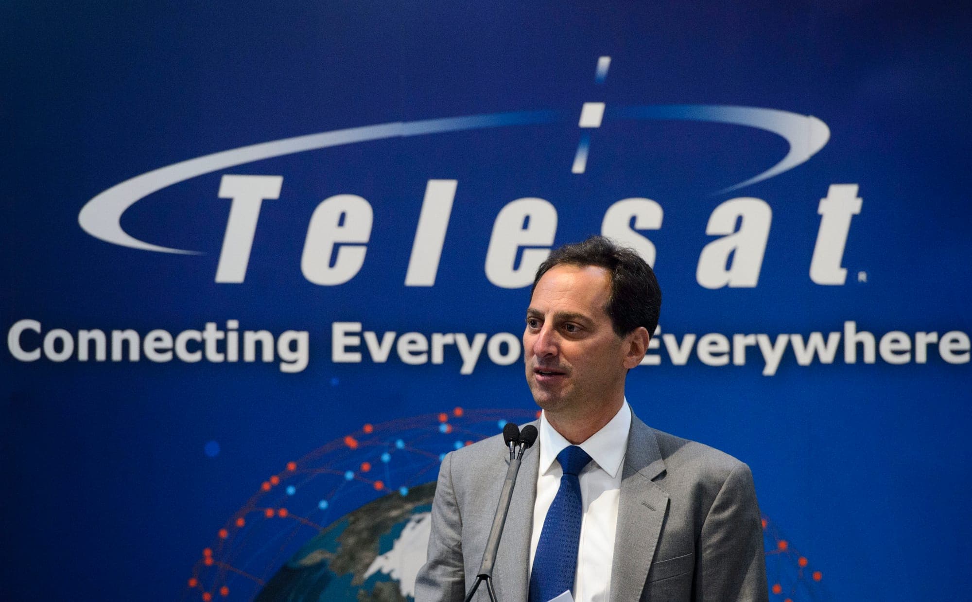 President and CEO of Telesat Dan Goldberg takes part in a press conference in Ottawa in 2019.